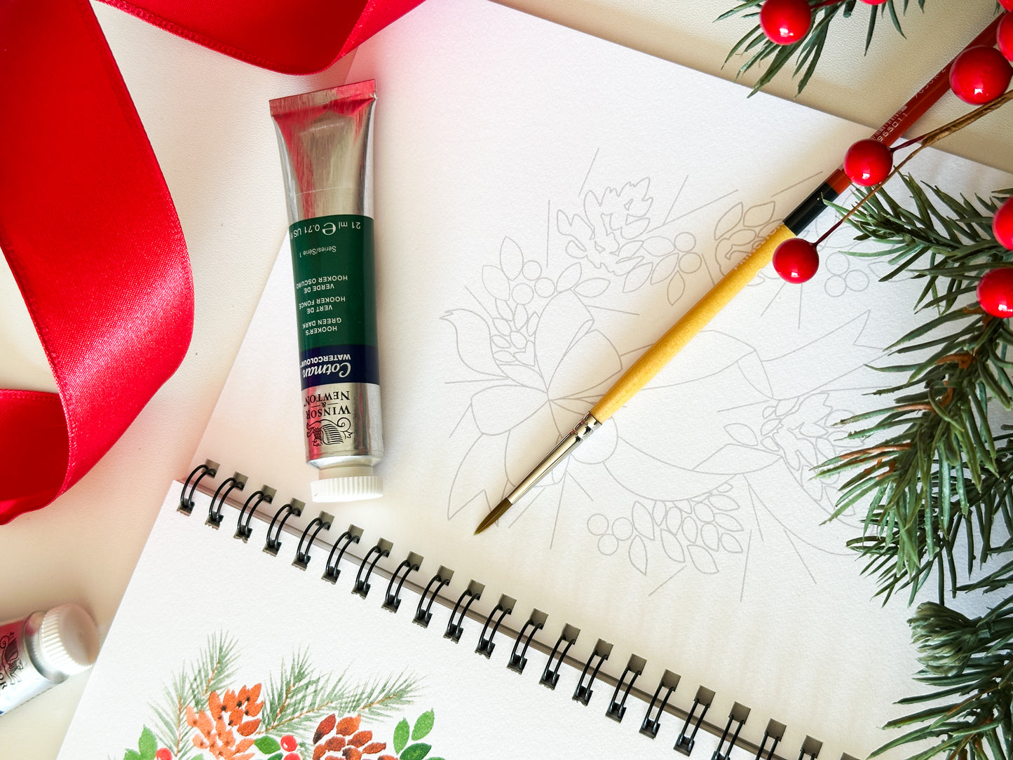 Watercolor Holiday Workbook for Beginners - DIY Paintable Holiday Sketchbook