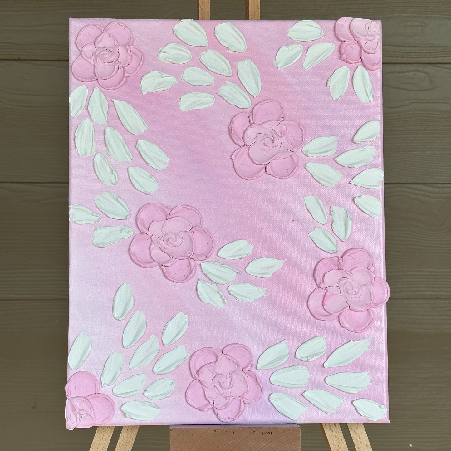3D Texture Light Pink Roses on Light Pink 11"x14"