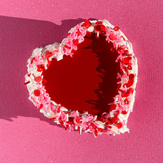 3D Painted Cake - Heart Box Red With Valentine's Day Sprinkles