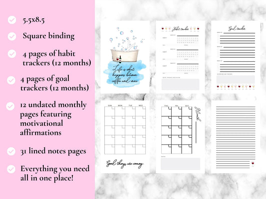 Undated Wine Themed Yearly Planner