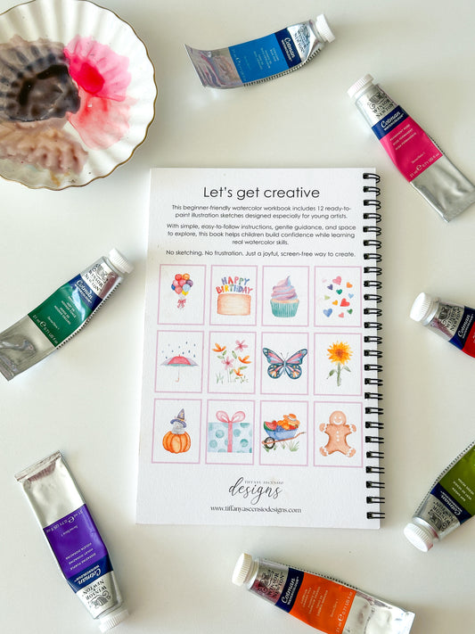 Watercolor Basics Workbook for Kids - DIY Paintable Sketchbook