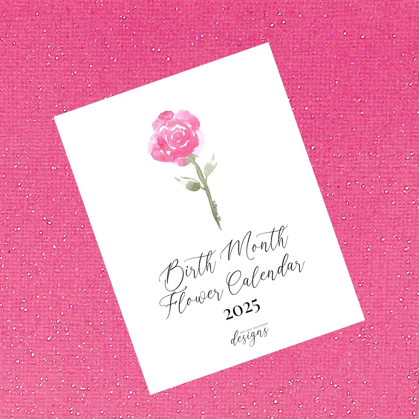 2025 Birth Month Flower Calendar | Watercolor Birth Flowers | Floral Desk Calendar | A2