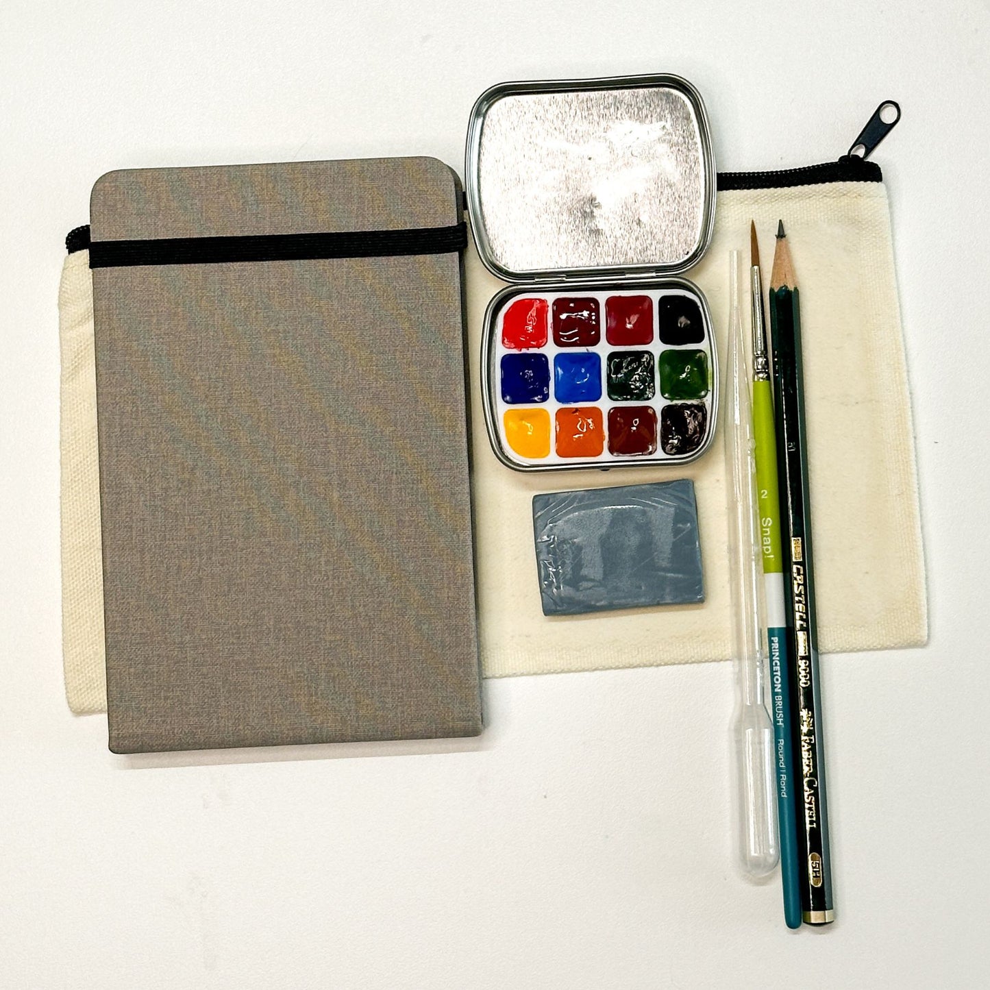 Watercolor Essentials Kit | Handpicked 12-Pan Watercolor Set, Travel Palette & Sketchbook | Gift for Artists