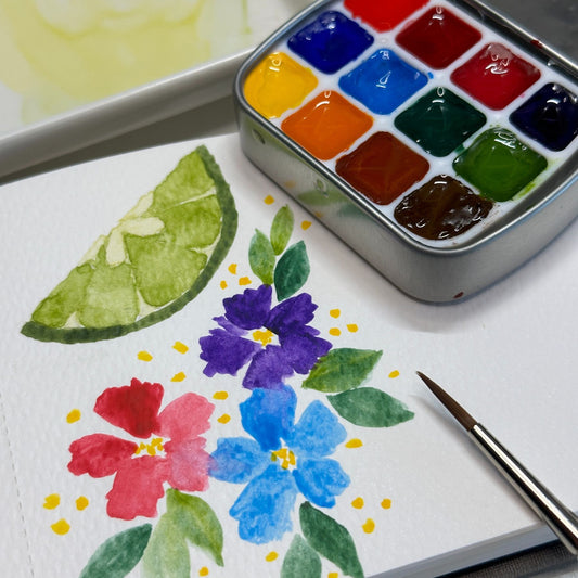 Watercolor Essentials Kit | Handpicked 12-Pan Watercolor Set, Travel Palette & Sketchbook | Gift for Artists