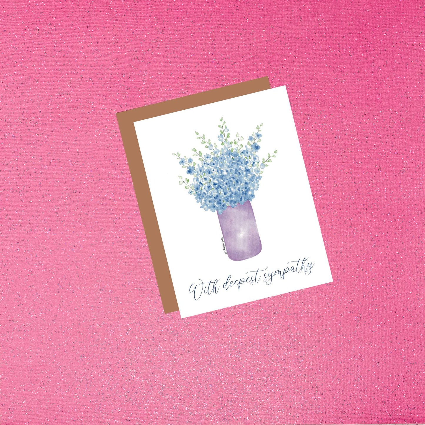 With Deepest Sympathy Delphinium Floral Watercolor Greeting Card