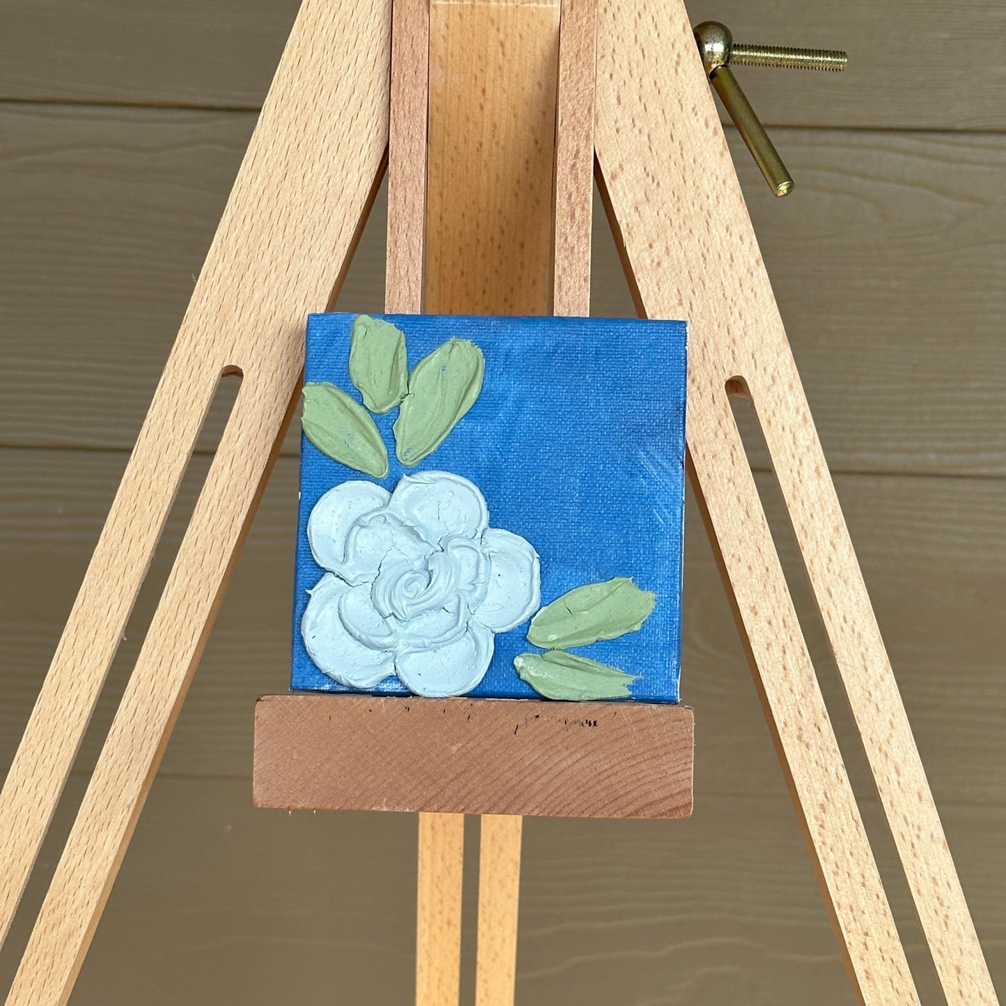 3D Texture Light Blue Rose on Blue 4"x4"