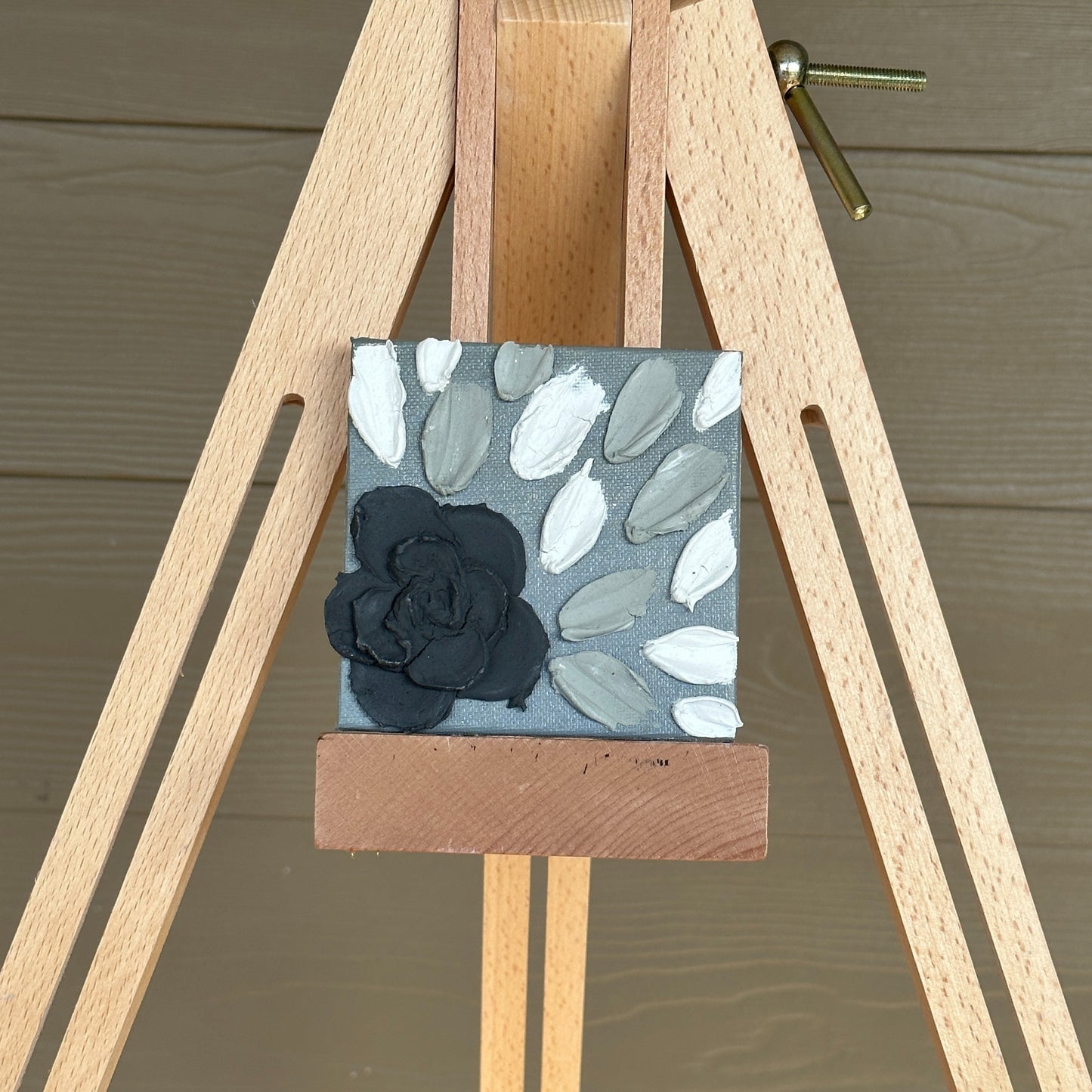 3D Texture Black Rose on Gray 4"x4"