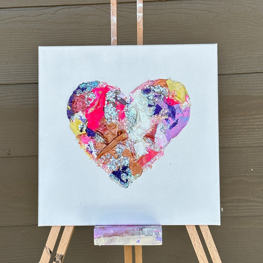 3D Acrylic Paint Confetti Heart Canvas 12"x12"