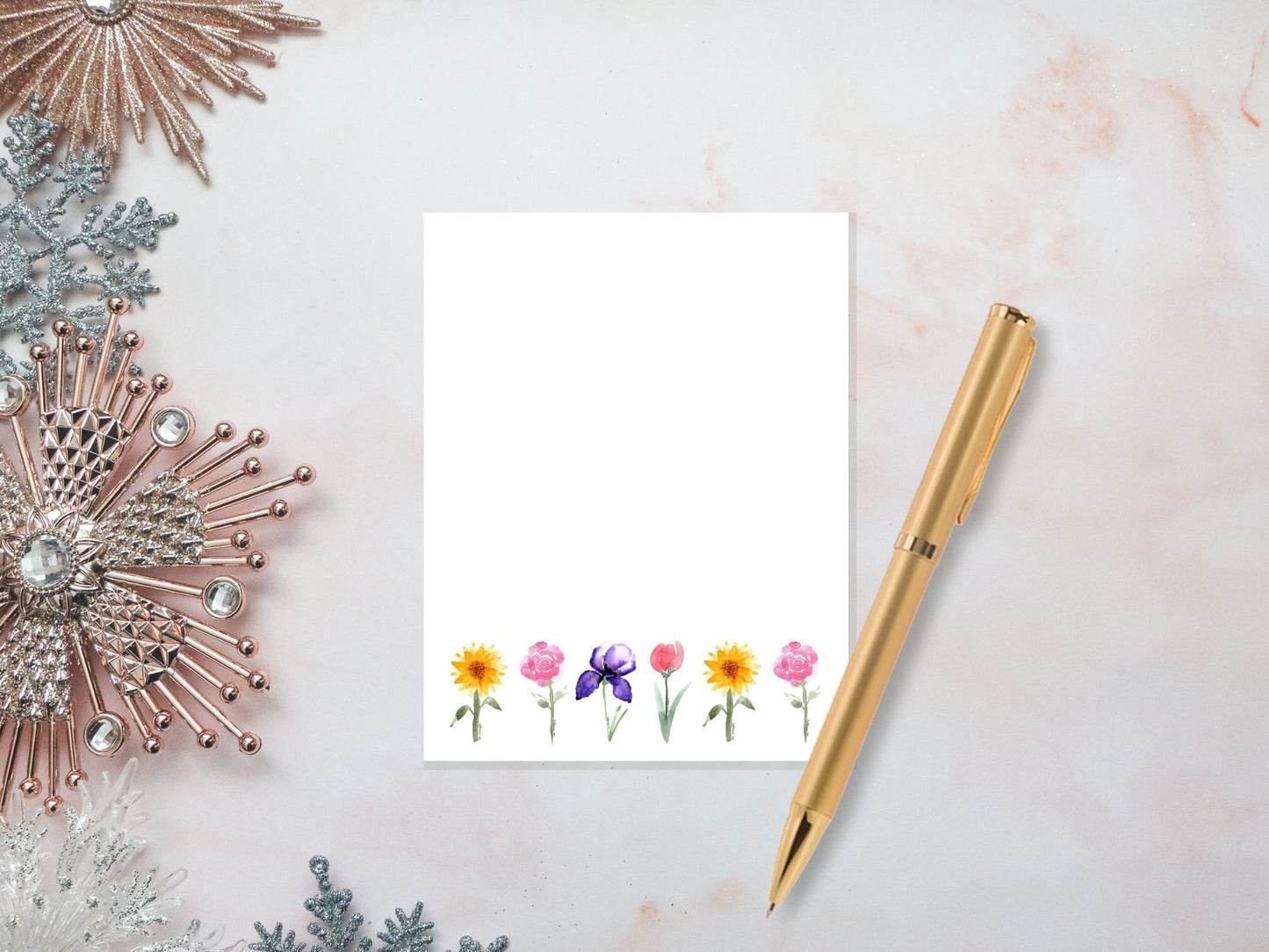 Notepad Watercolor Flowers Tear Off Notepad 4.25x5.5