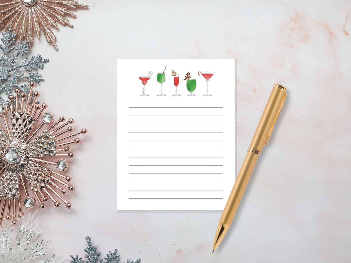 Notepad - Christmas Cocktails Tear Off Notepad 4.25x5.5
