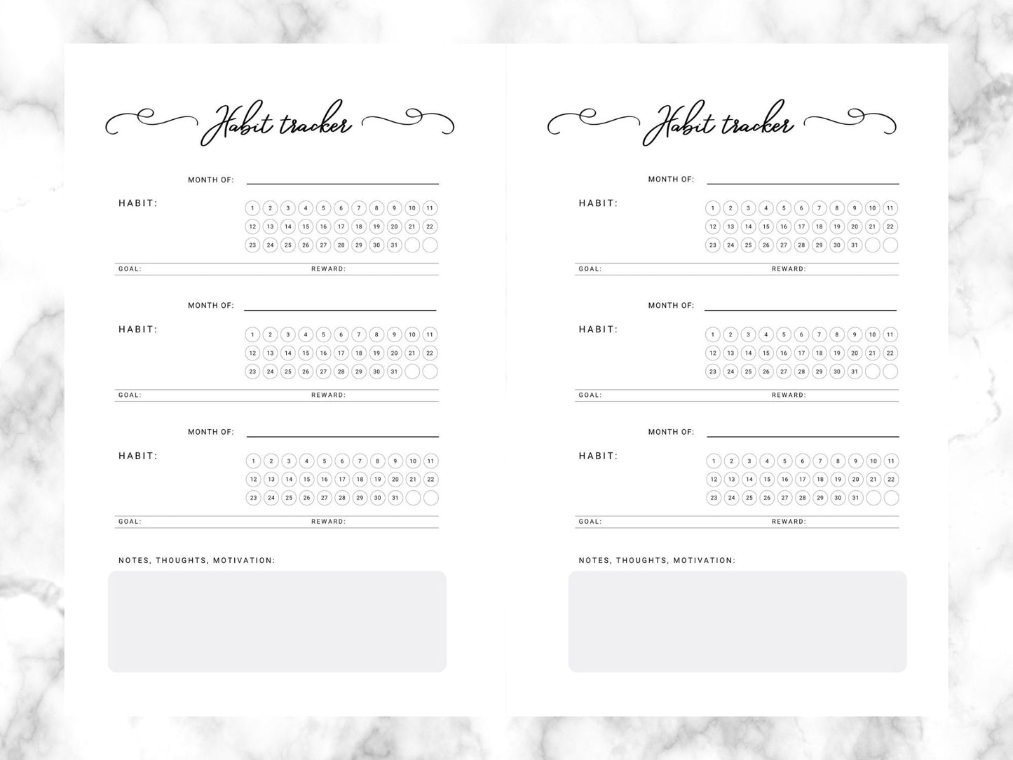 Undated Minimalist Yearly Planner