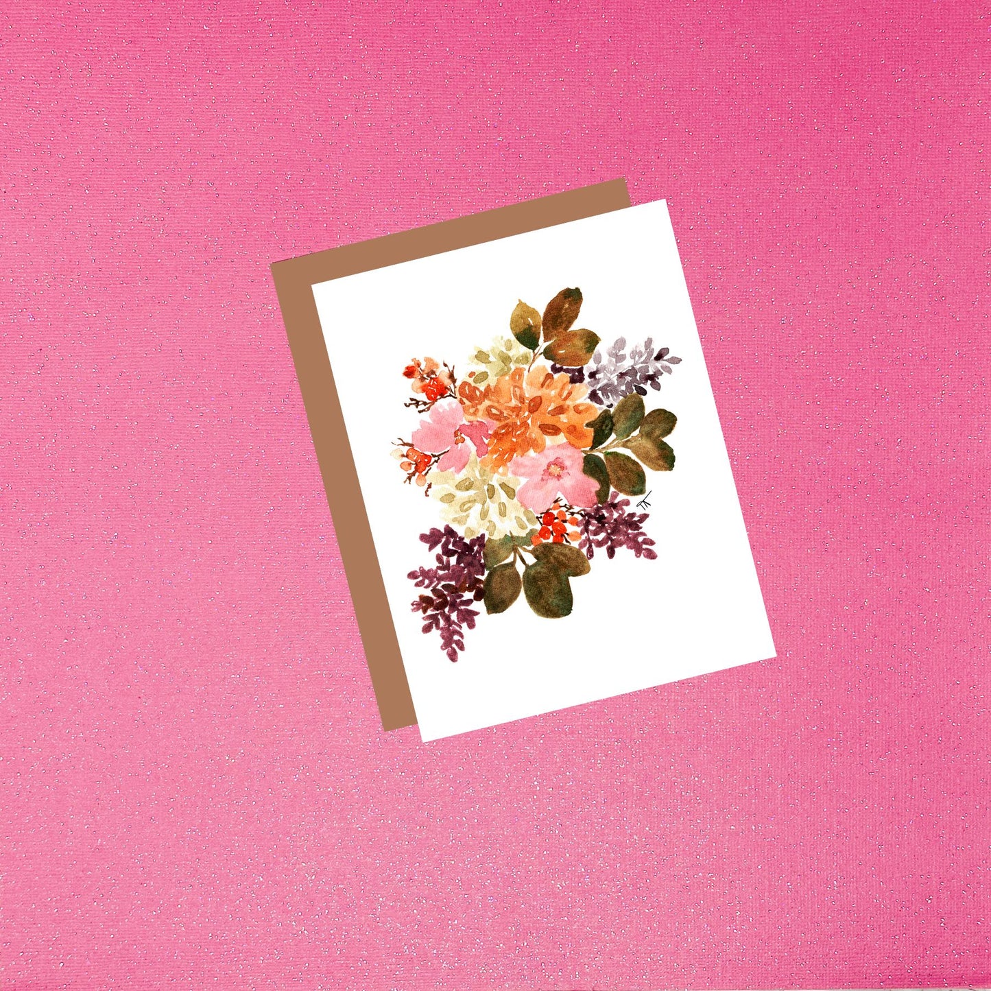 Antique Fall Bouquet - Watercolor Flower Greeting Card