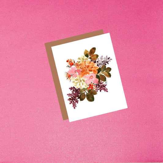 Antique Fall Bouquet - Watercolor Flower Greeting Card