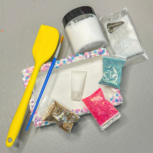 3D Paint Trinket Tray Kit | DIY "Cake" Art with Textured Paint & Tools