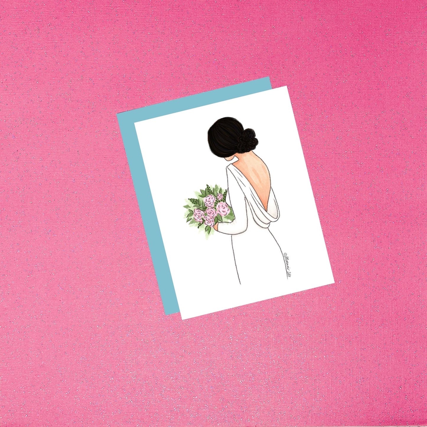 Beautiful Bride Fashion Illustration - Black Hair Fair Skin