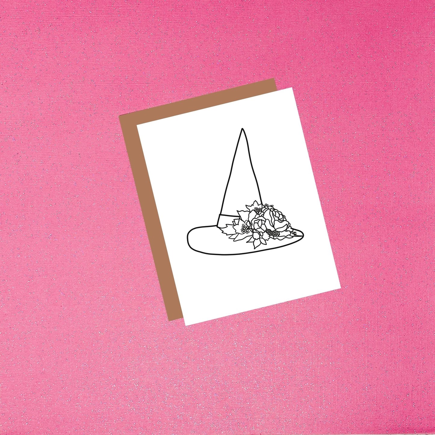 Coloring Card - Color Your Own Witch Hat With Flowers