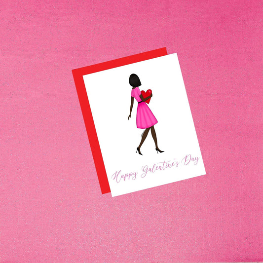 Valentine's Day - Galentine's Day Girl With Heart Fashion Illustration Black Dark