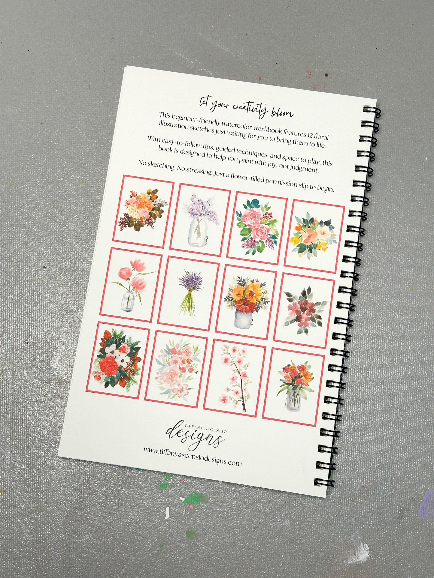 Watercolor Floral Workbook for Beginners - DIY Paintable Flower Sketchbook