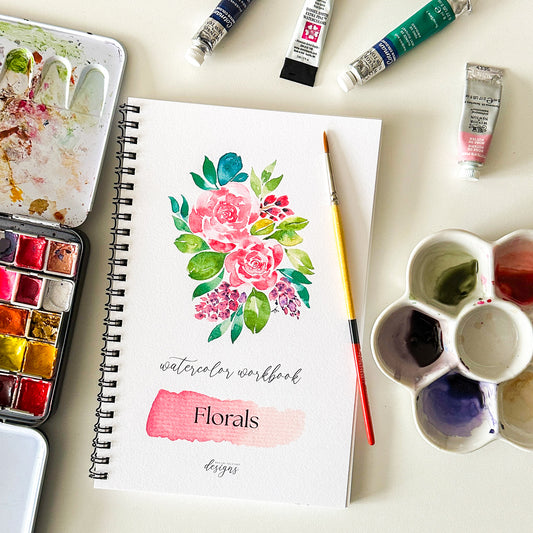Watercolor Floral Workbook for Beginners - DIY Paintable Flower Sketchbook