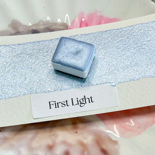 First Light Handmade Watercolor – Light Blue with Holographic Glitter – Limited Edition Sparkle Pan for Artists