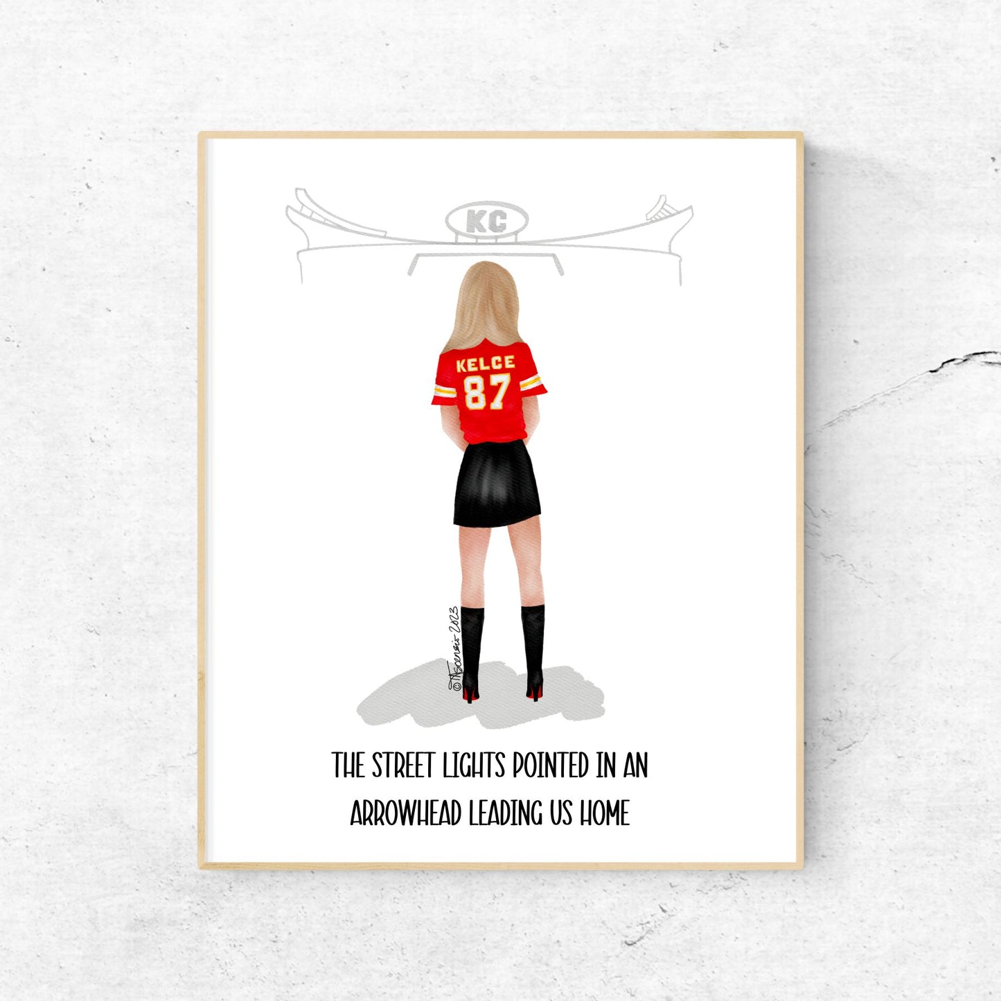 Tayvis Arrowhead Fashion Illustration - Arrowhead Leading Us Home - Kansas City - Chiefs - Chiefs Jersey - Kelce Jersey - Fashion Illustration - Football Art Decor