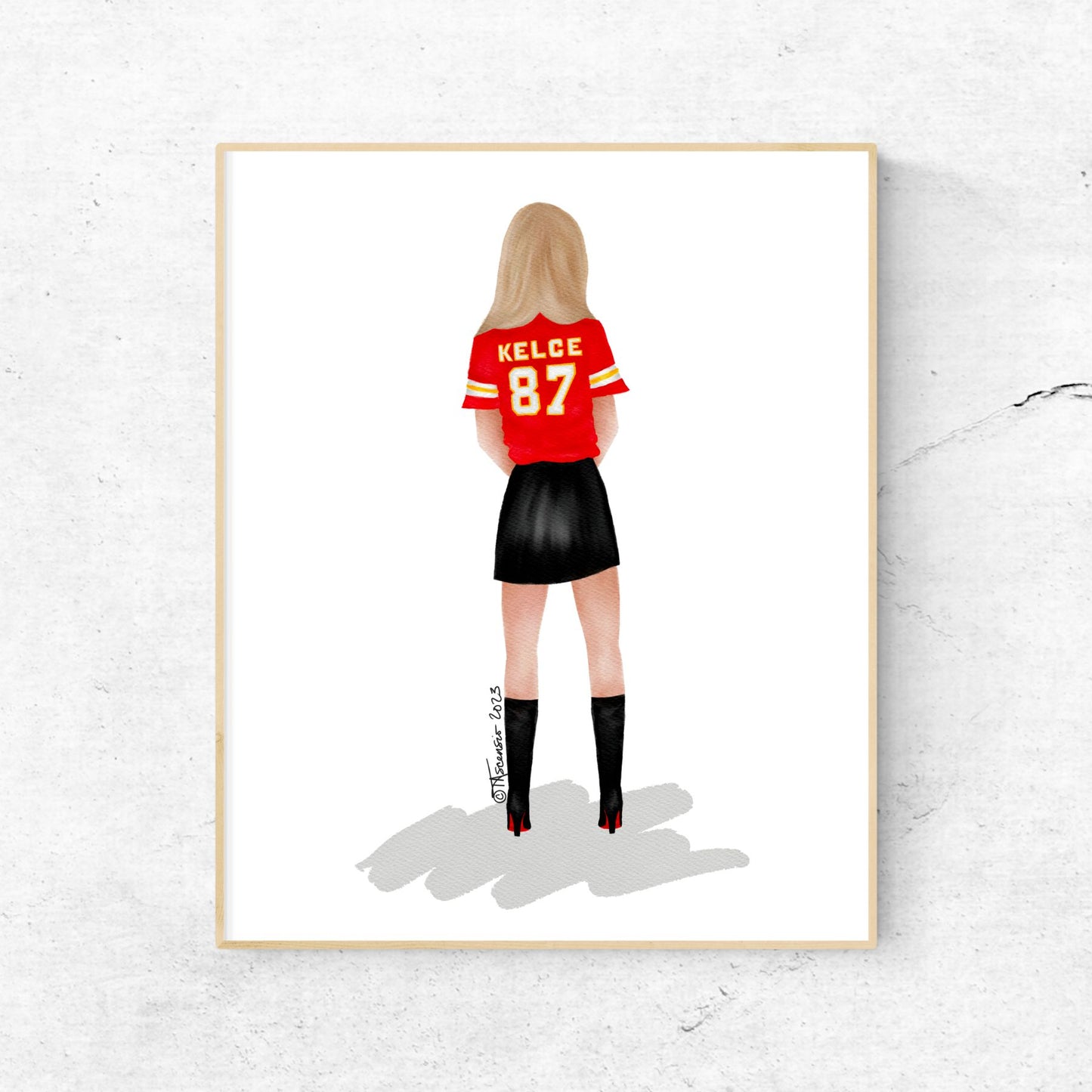 Tayvis Fashion Illustration - Kansas City - Chiefs - Chiefs Jersey - Kelce Jersey - Fashion Illustration - Football Art Decor