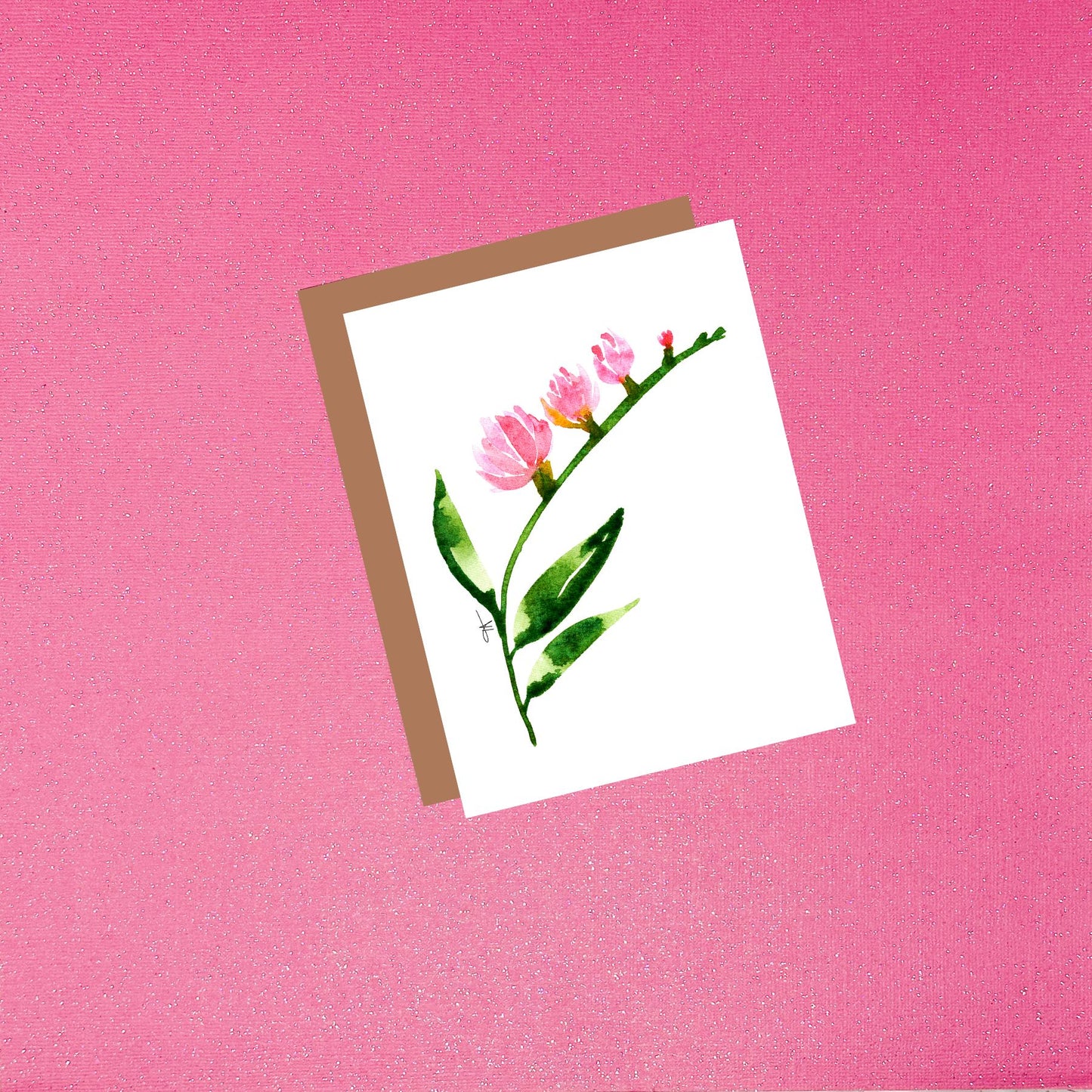 Tropical Plant Watercolor Flower Greeting Card