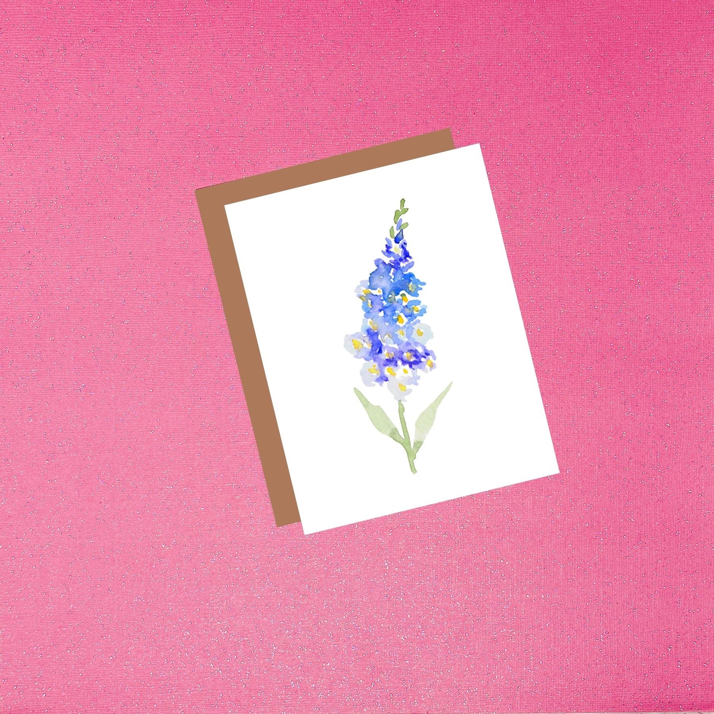 Watercolor Blue Delphinium Greeting Card