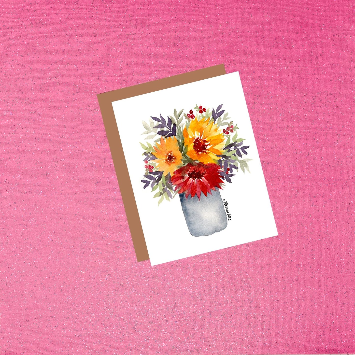 Watercolor Sunflower Bouquet Greeting Card