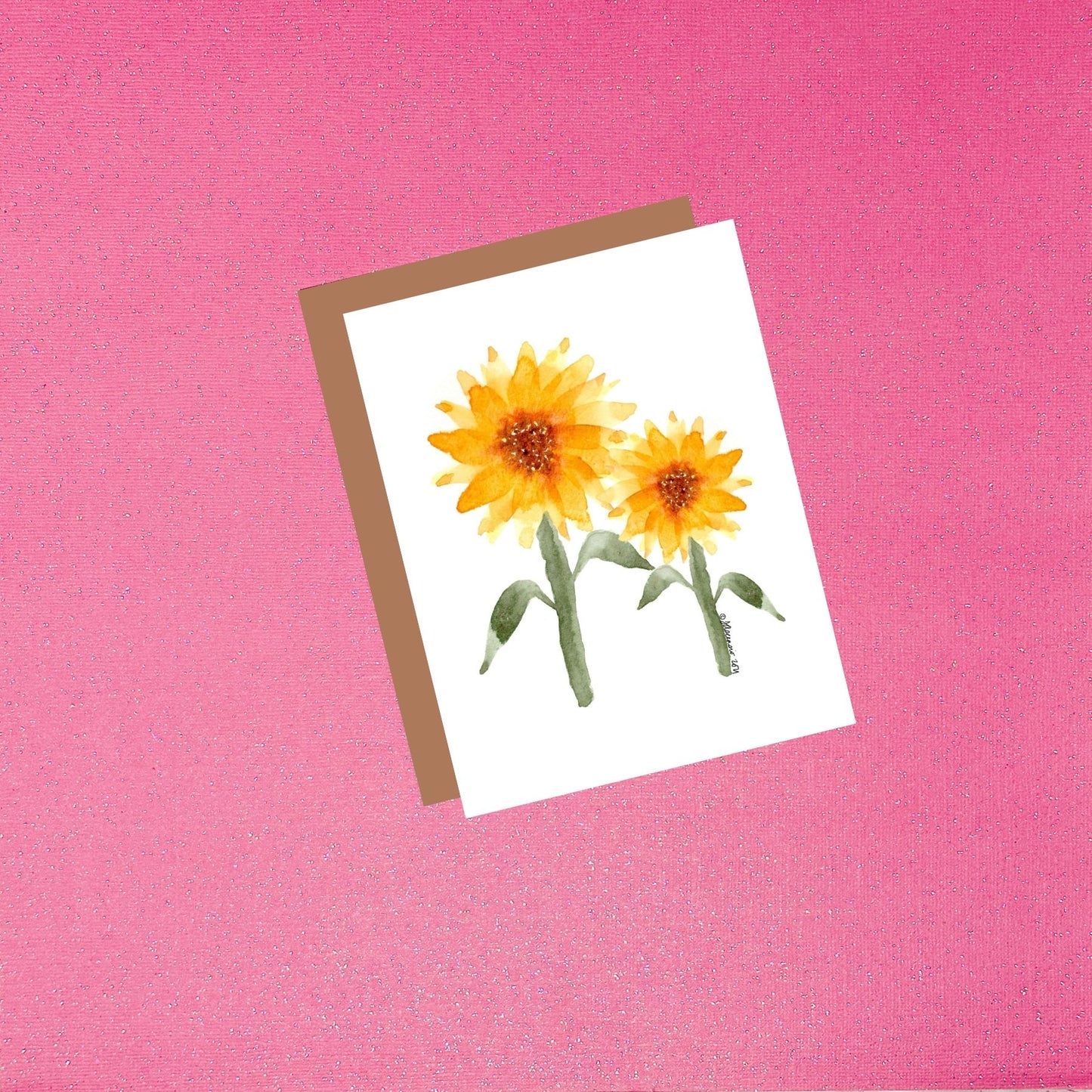 Sunflower Duo Flower Watercolor Card