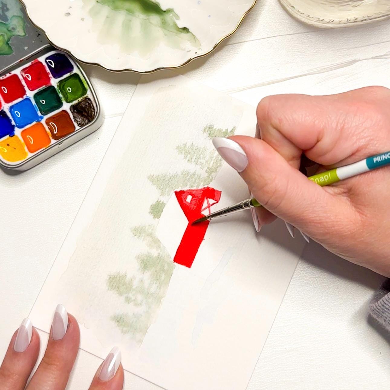 Paint Your Own Watercolor Holiday Card Set | 4 Blank Christmas Card Designs | DIY Watercolor Art Kit | Includes Envelopes | A2 Size