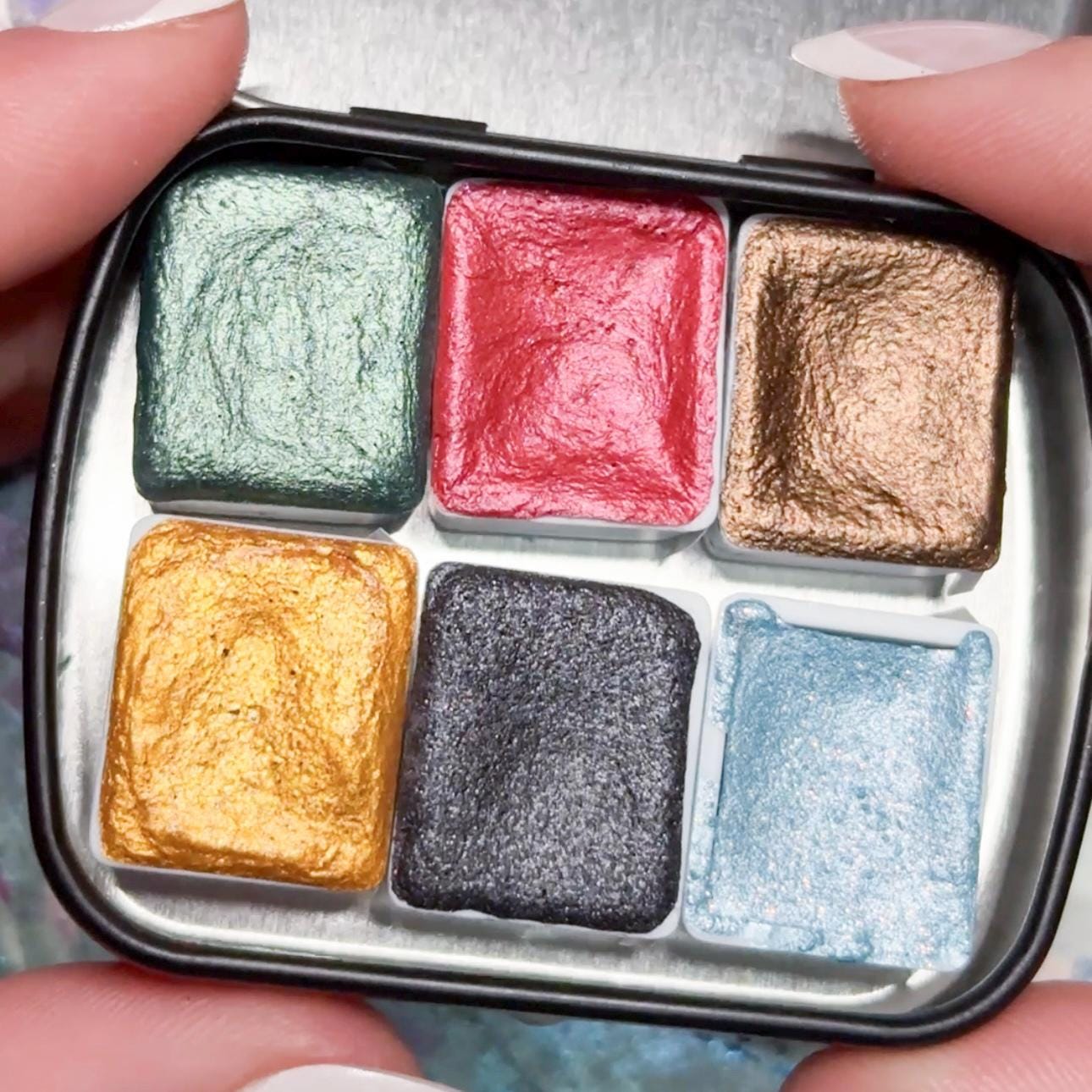 Pine-ing for You Watercolor | Pine Green Shimmer Paint | Handmade Half Pan Quarter Pan Artist Pigment Paints