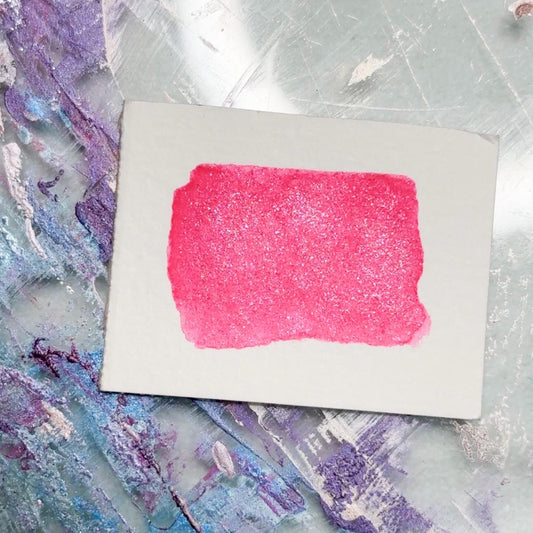 Hot Gossip Watercolor | Bold Hot Pink Shimmer Paint | Handmade Half Pan Quarter Pan Artist Pigment Paints