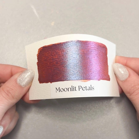 Moonlit Petals Watercolor | Handmade Color-Shifting Paint | Pigment Shimmer Half Pan for Artists