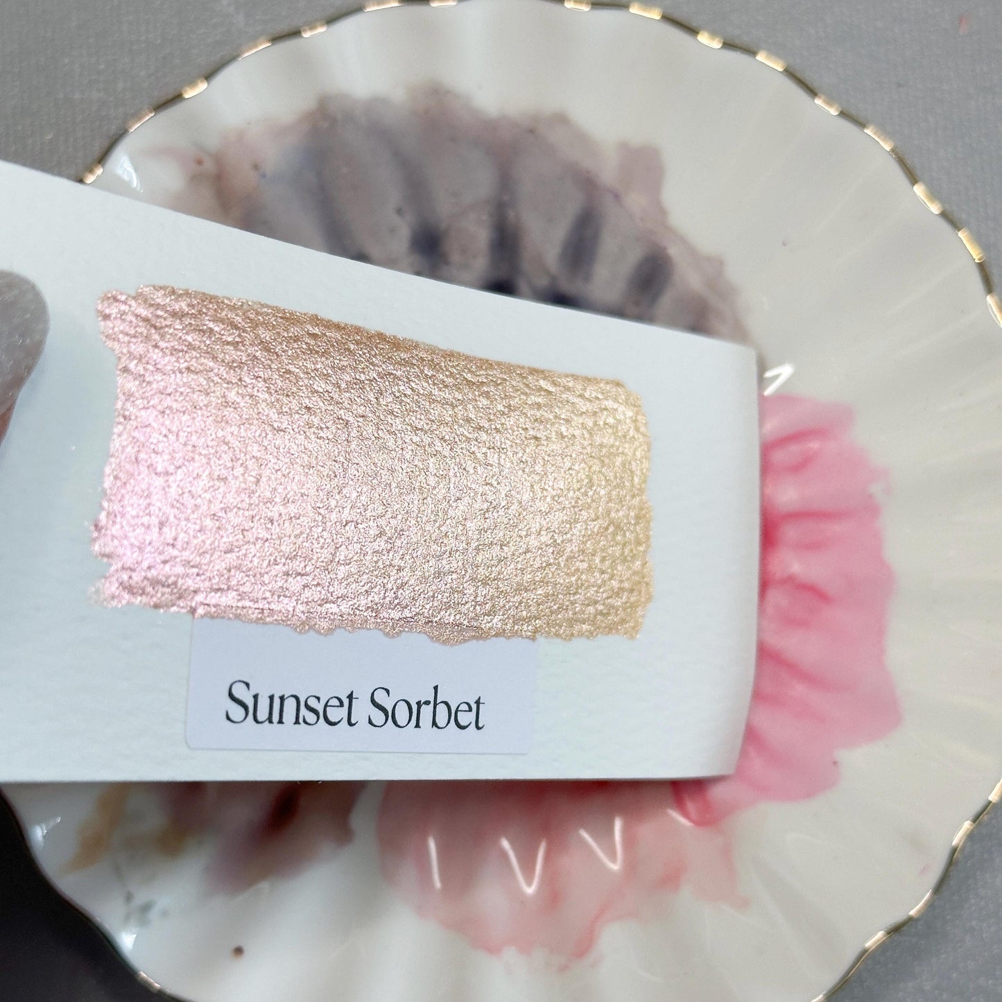 Sunset Sorbet Watercolor | Handmade Color-Shifting Paint | Pigment Shimmer Half Pan Quarter Pan Peach Rose Gold Champagne