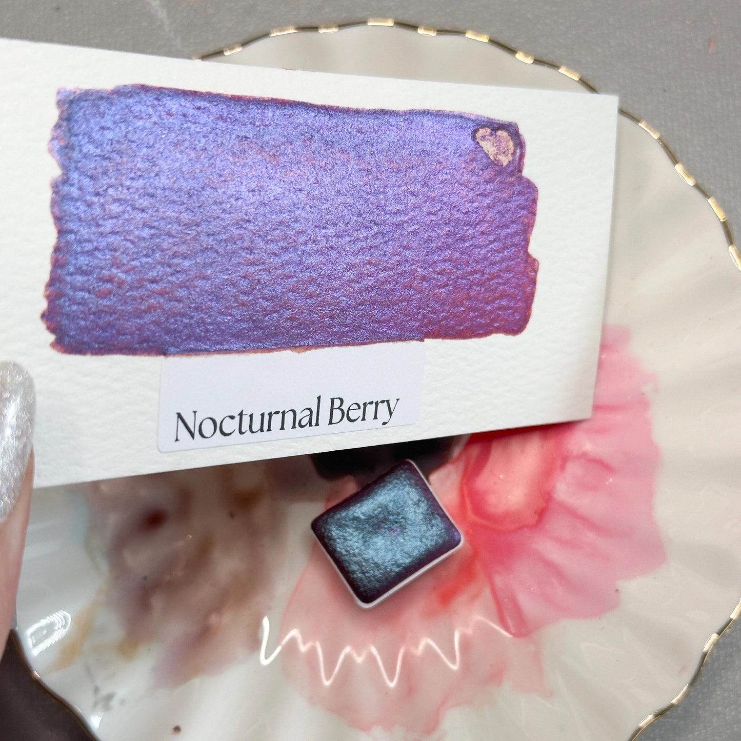Nocturnal Berry Watercolor | Handmade Color-Shifting Paint | Shimmer Half Pan Quarter Pan Sparkle Shift Pigment Watercolor Paints