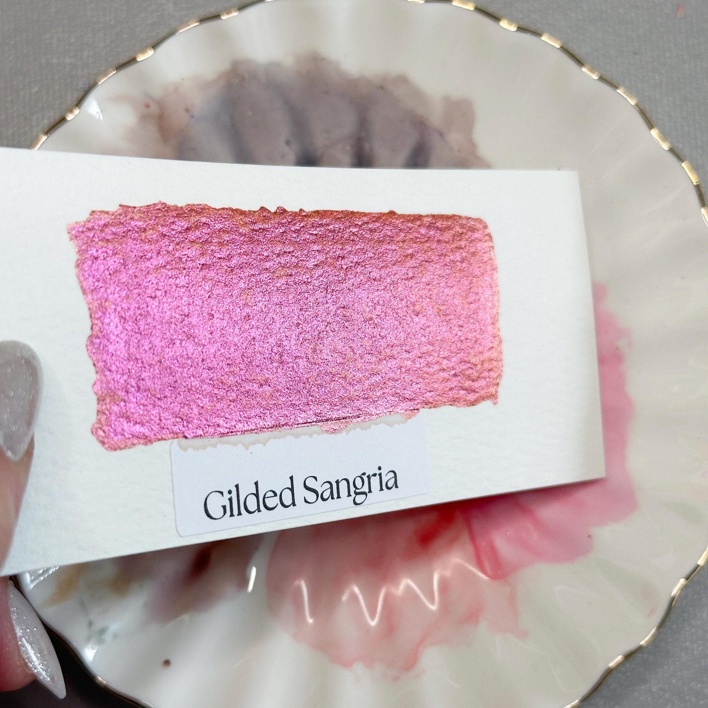 Gilded Sangria Watercolor | Handmade Color-Shifting Paint | Shimmer Half Pan Quarter Pan Artist Pigment Hand Crafted Watercolor Paint