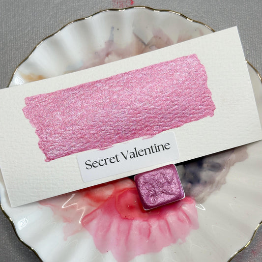 Secret Valentine Watercolor | Pink Mauve Shimmer Paint | Iridescent Handmade Half Pan Quarter Pan | Romantic Accent Paint