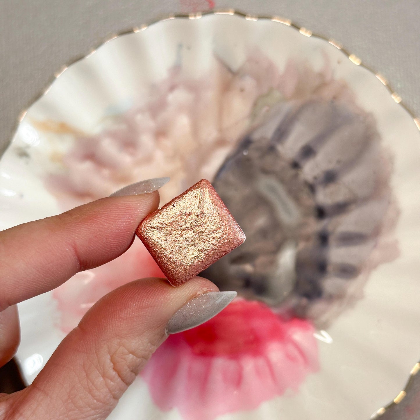 Love Struck Watercolor | Rose Gold Shimmer Paint | Handmade Metallic Half Pan Quarter Pan | Luxury Romantic Paint