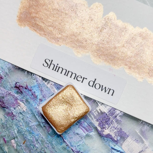Shimmer Down Watercolor | Dark Champagne Shimmer Paint | Handmade Half Pan Quarter Pan Artist Pigment Paints