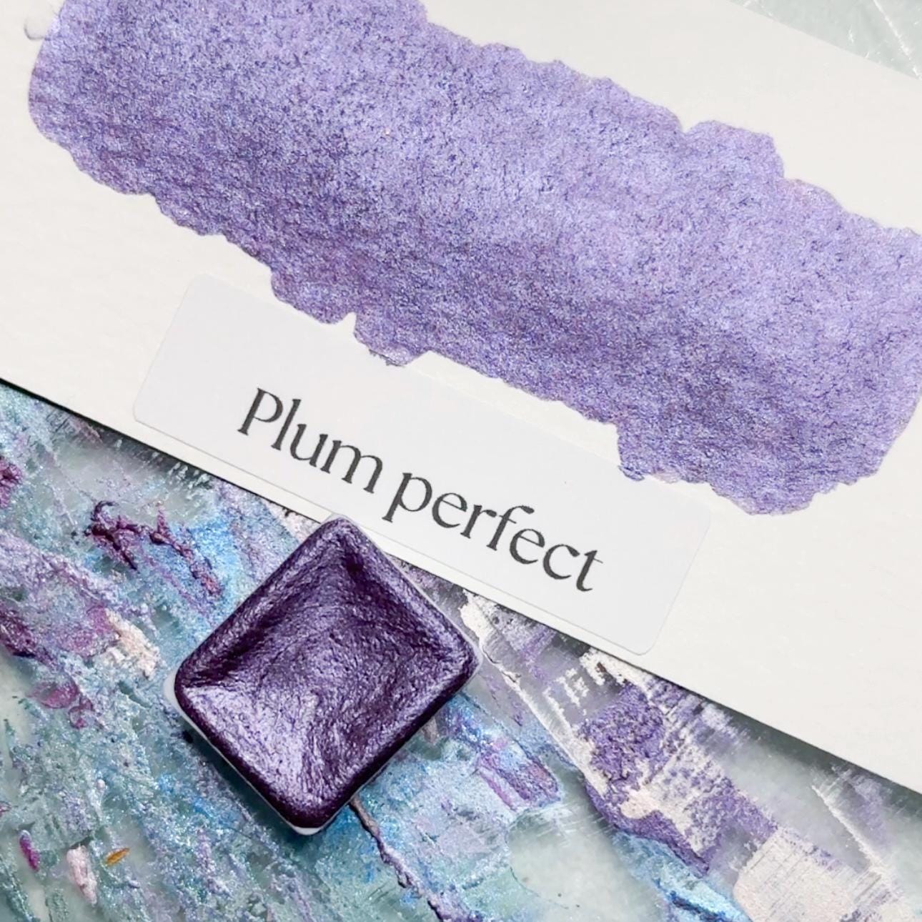 Plum Perfect Watercolor | Plum Purple Shimmer Paint | Handmade Half Pan Quarter Pan Artist Pigment Paints