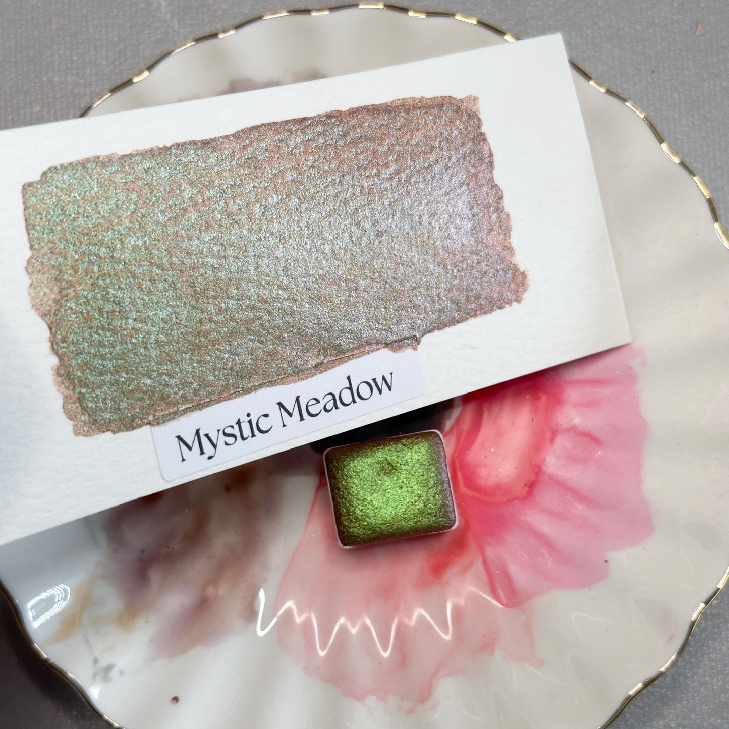 Mystic Meadow Watercolor | Handmade Color-Shifting Paint | Pigment Shimmer Half Quarter Pan for Artists