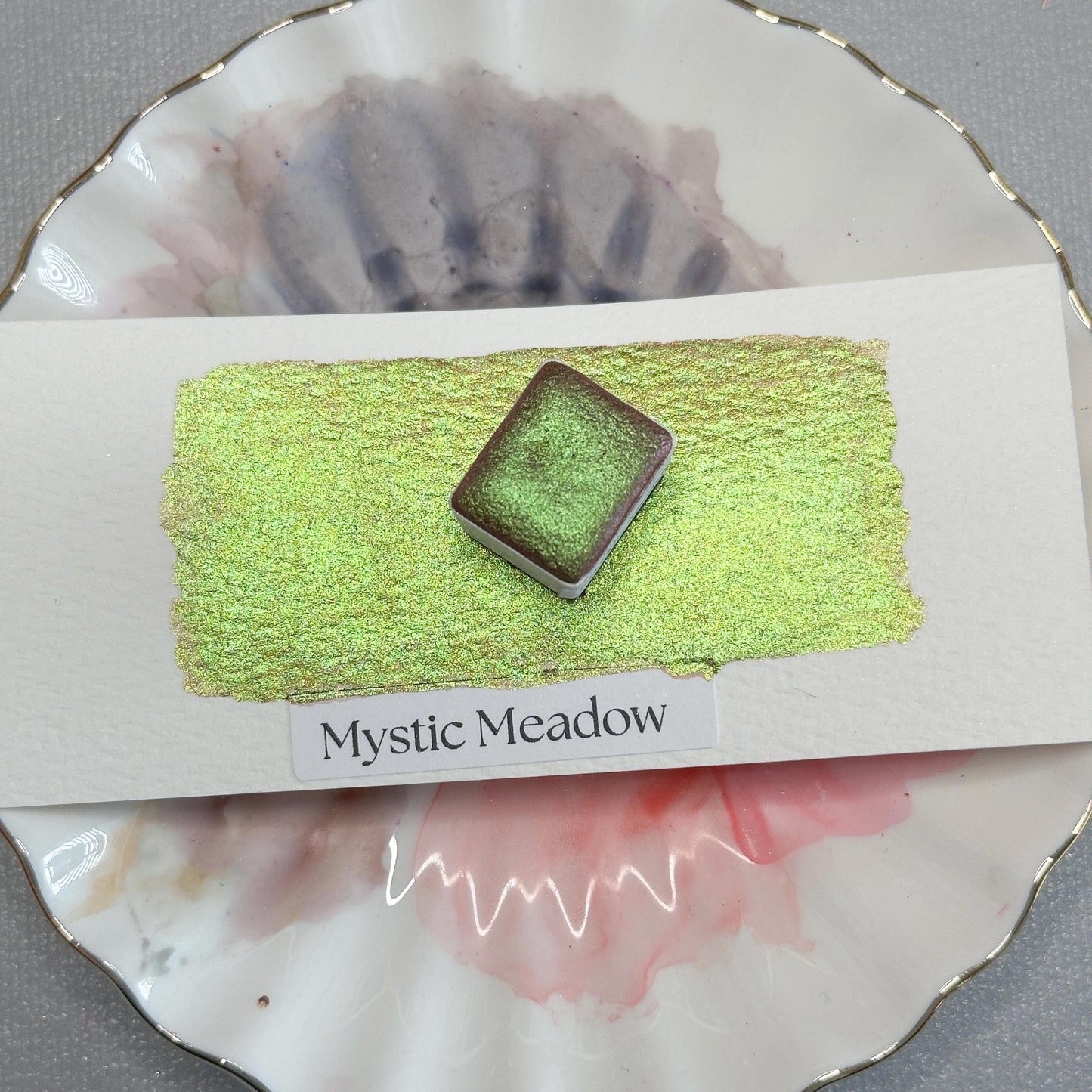 Mystic Meadow Watercolor | Handmade Color-Shifting Paint | Pigment Shimmer Half Quarter Pan for Artists