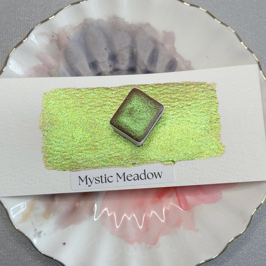 Mystic Meadow Watercolor | Handmade Color-Shifting Paint | Pigment Shimmer Half Quarter Pan for Artists