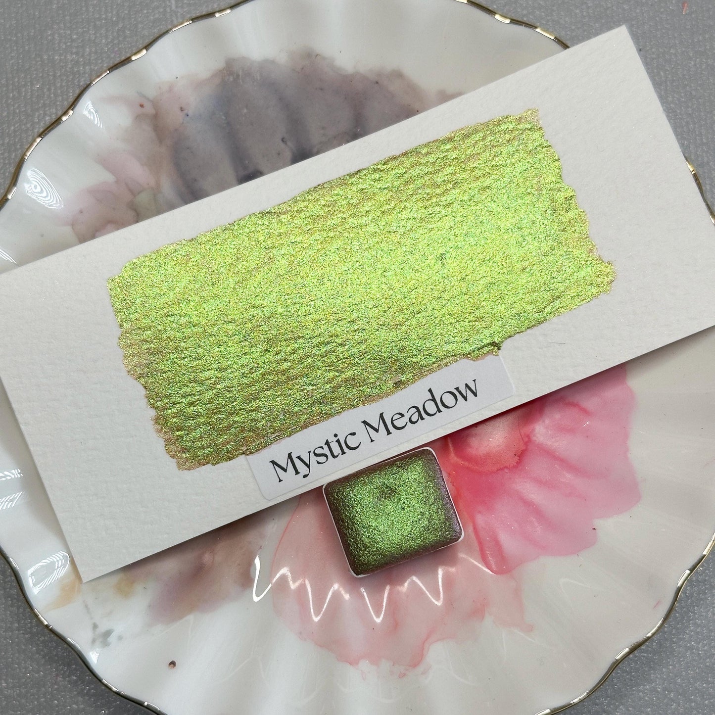 Mystic Meadow Watercolor | Handmade Color-Shifting Paint | Pigment Shimmer Half Quarter Pan for Artists
