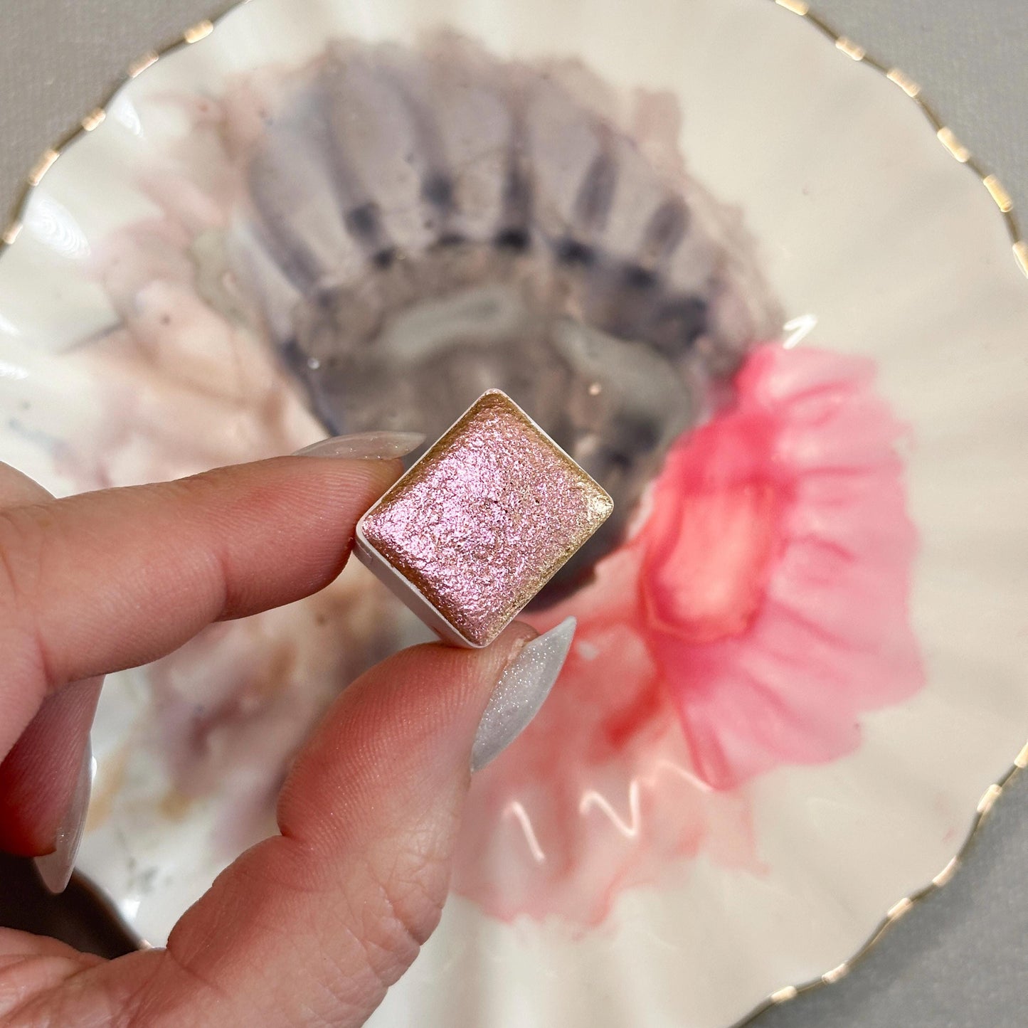 Sunset Sorbet Watercolor | Handmade Color-Shifting Paint | Pigment Shimmer Half Pan Quarter Pan Peach Rose Gold Champagne