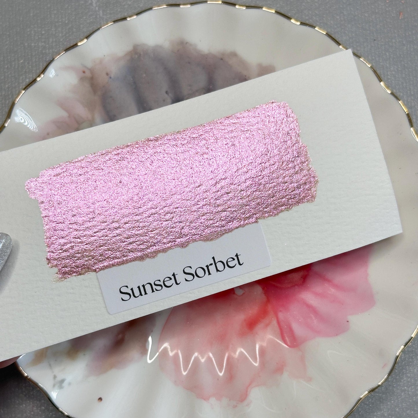 Sunset Sorbet Watercolor | Handmade Color-Shifting Paint | Pigment Shimmer Half Pan Quarter Pan Peach Rose Gold Champagne