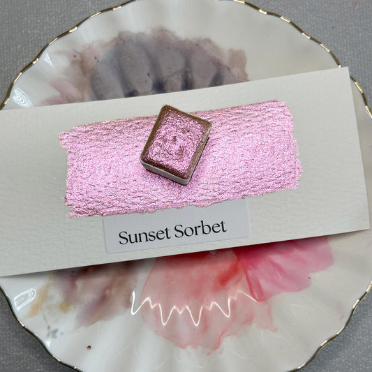Sunset Sorbet Watercolor | Handmade Color-Shifting Paint | Pigment Shimmer Half Pan Quarter Pan Peach Rose Gold Champagne