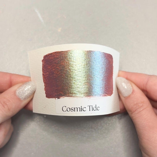 Cosmic Tide Watercolor | Handmade Color-Shifting Paint | Shimmer Half Pan Quarter Pan For Artists Glitter Watercolor