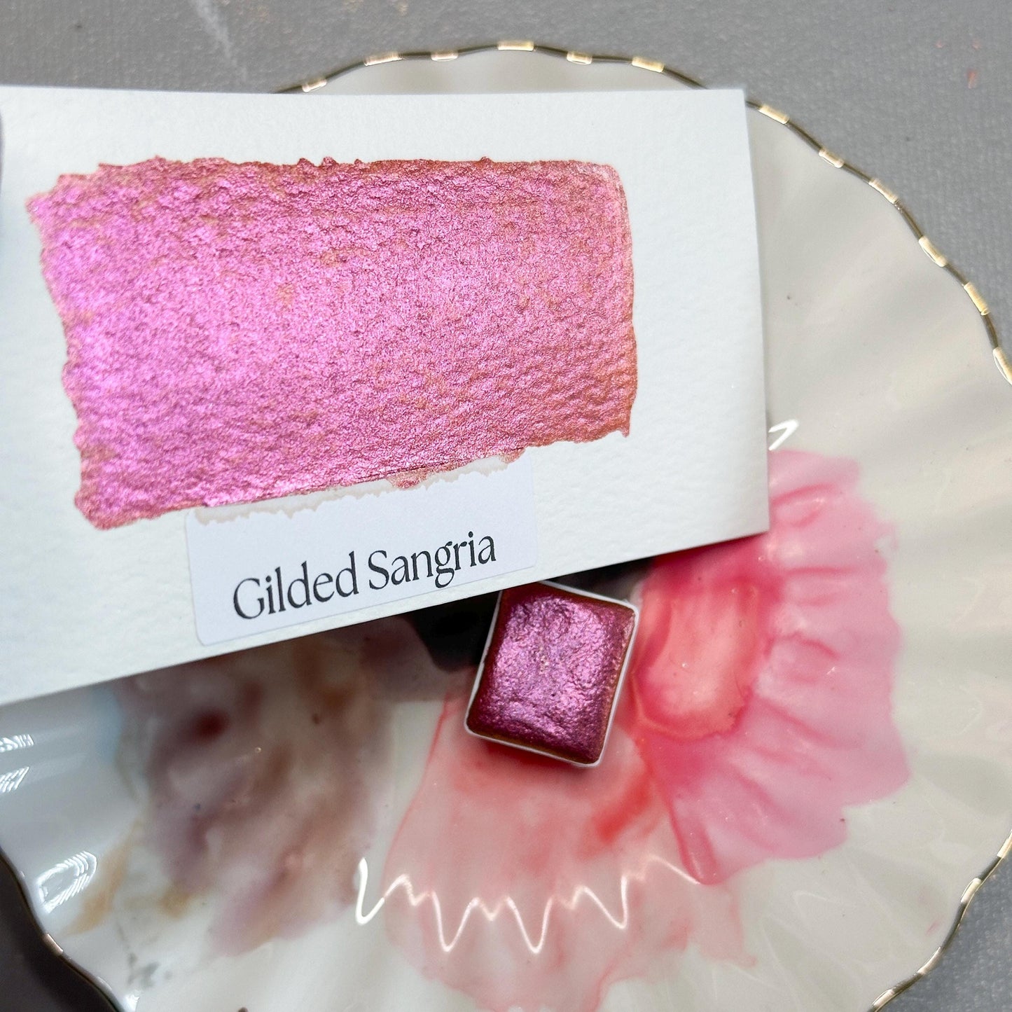 Gilded Sangria Watercolor | Handmade Color-Shifting Paint | Shimmer Half Pan Quarter Pan Artist Pigment Hand Crafted Watercolor Paint